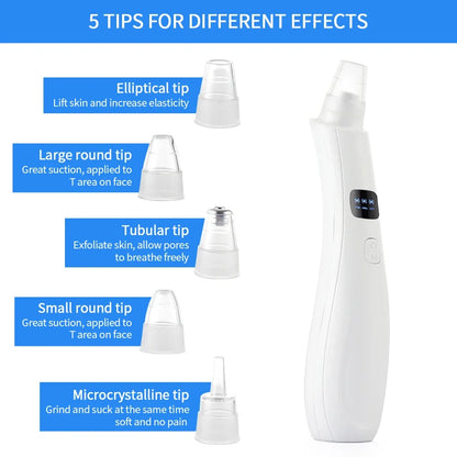 Electric Blackhead Remover Vacuum Suction Strong Black Spots Pore Acne Cleaner Machine Rechargeable Facial Nose Skin Care Tool