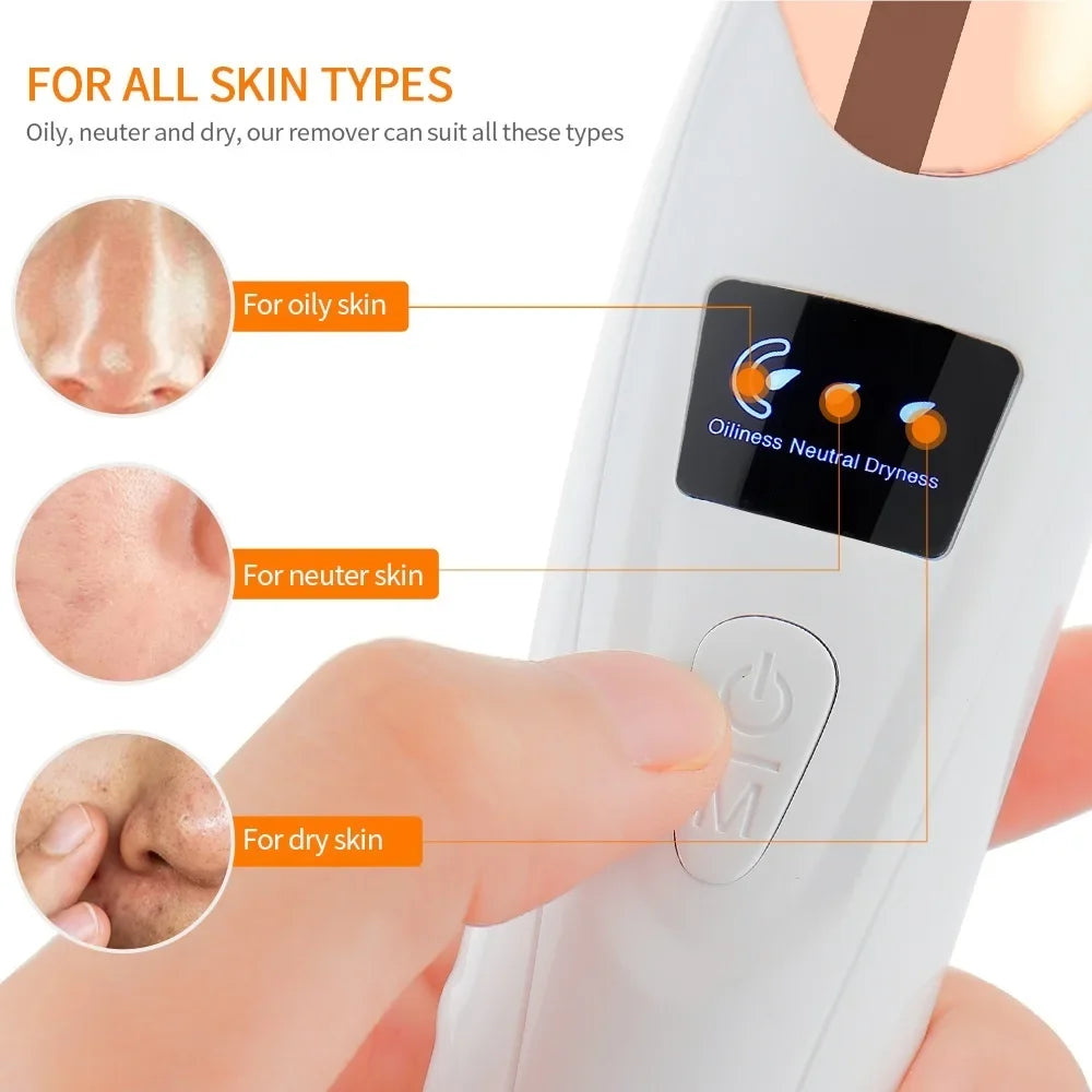 Electric Blackhead Remover Vacuum Suction Strong Black Spots Pore Acne Cleaner Machine Rechargeable Facial Nose Skin Care Tool