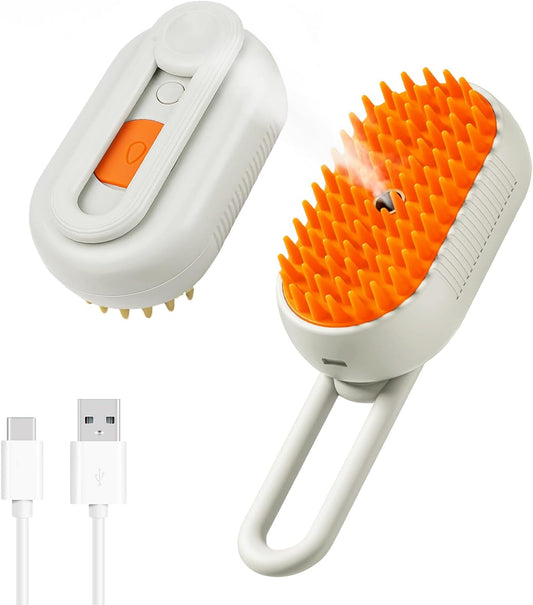 Brosse À Vapeur 3 En 1 Pour Chat, Nettoyage À La Vapeur Pour Chien Avec Poignée Pliable, Brosse De Toilettage Multifonction Rechargeable Pour Animaux De Compagnie, Peigne Pour Enlever La Perte De