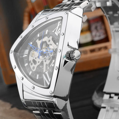 Men Watch Hollow Triangular Mechanical Watches Stainless Steel Men'S Wristwatches Fashion Brand Men Clock Male Dropshipping!!!