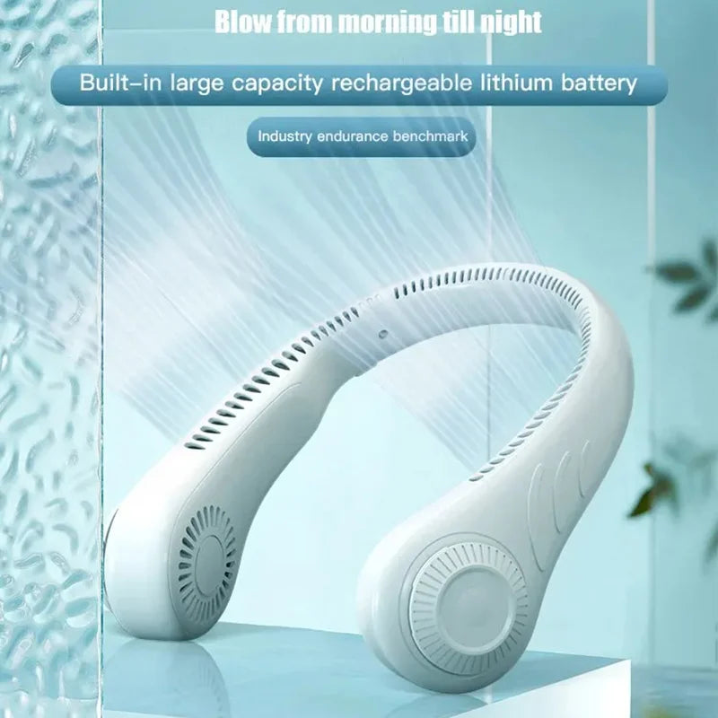 Xiaomi Neck Hanging Fan Bladeless Usb Charging 360 Degree Fan High Wind Power Portable Cooling Neckband Fan Air Outlets 4000Mah